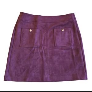 Microfiber Skirt LOFT Size 8 Stretch Faux Suede Burgundy Wine Solid Pockets